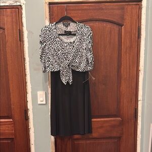 Black and White Patterned Dress with Jacket